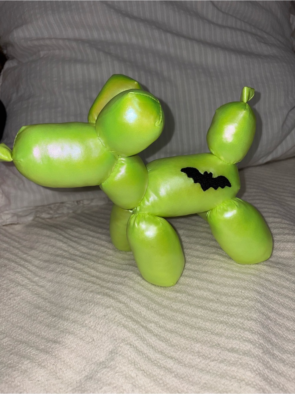 Neon Green Balloon Dog Plush Halloween Themed Toy